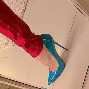 💖FIRM Jimmy Choo💖Anouk turquoise patent pumps beauty